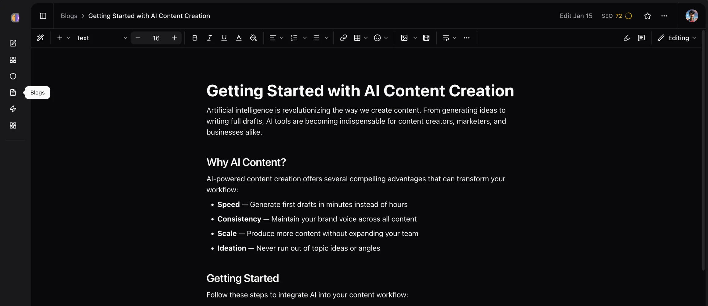 SparkBlog product preview