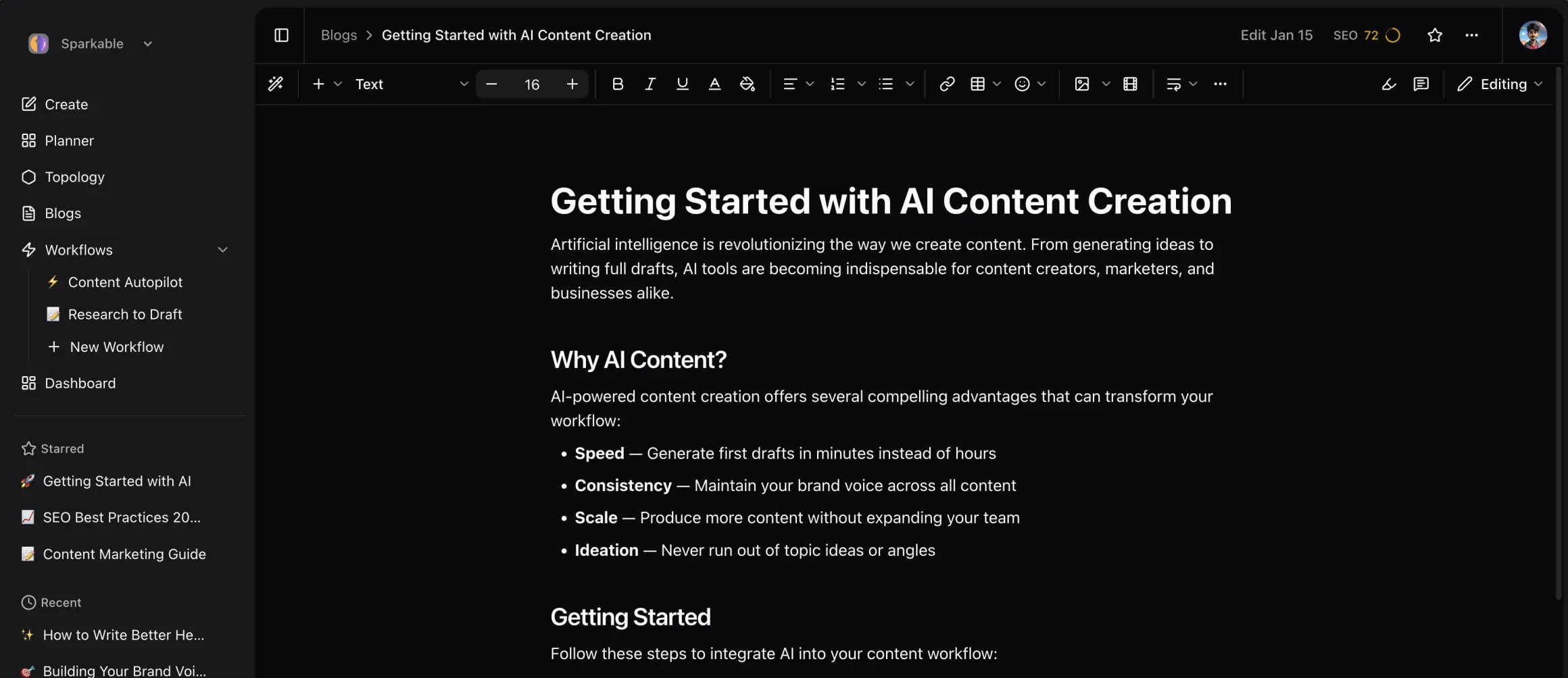Write with inline AI