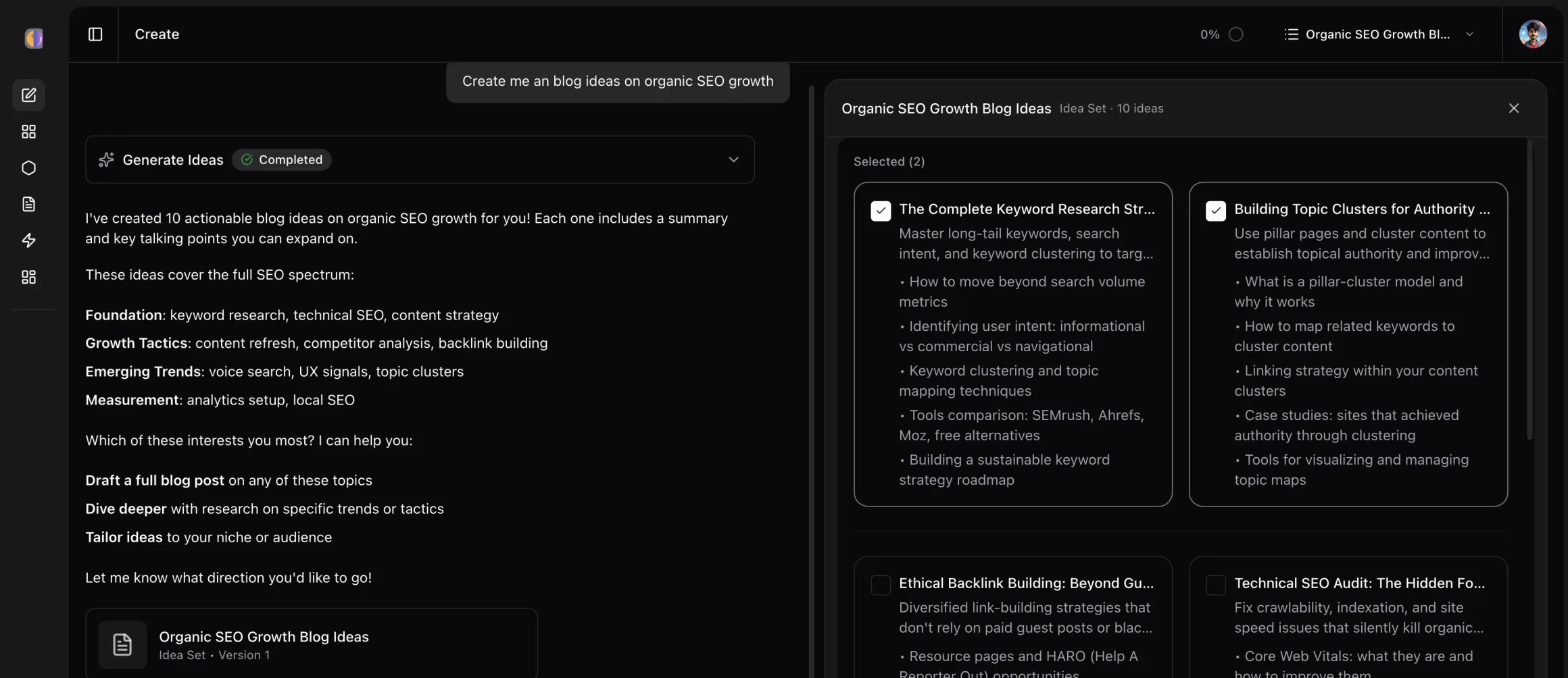 Brainstorming ideas in SparkBlog chat